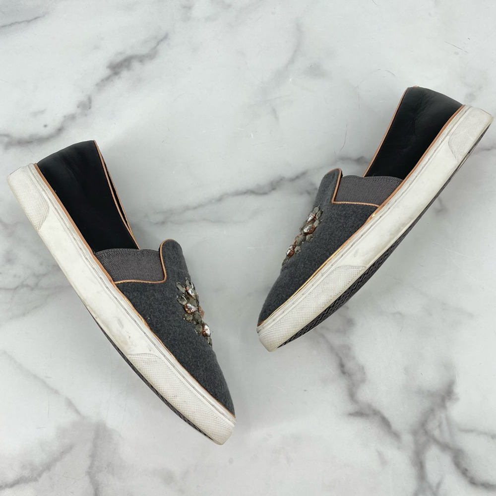 Ted Baker Womens Loafer Flat Shoes Gray White Rhinestone Pointed Toe 7.5 EUR 38 - Picture 5 of 12